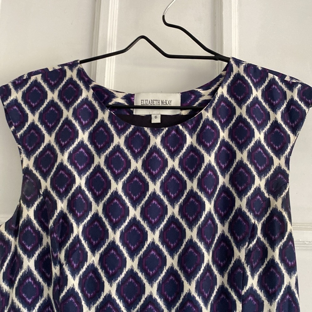 Elizabeth McKay New York Silk Fit and Flare Ikat Pattern Dress - size 6 - Picture 3 of 12
